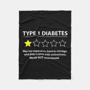 Type 1 Diabetes T1d One Star Rating Fun Awareness Fleece Blanket