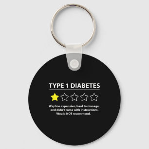 Type 1 Diabetes T1d One Star Rating Fun Awareness Key Ring