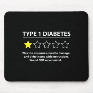 Type 1 Diabetes T1d One Star Rating Fun Awareness Mouse Mat