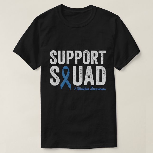 Type 1 Diabetes Warrior Support Squad Diabetes Awa T-Shirt (Design Front)