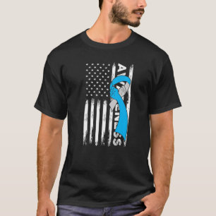 Type 1 Diabetes Warrior US Flag Blue & Gray Ribbon T-Shirt