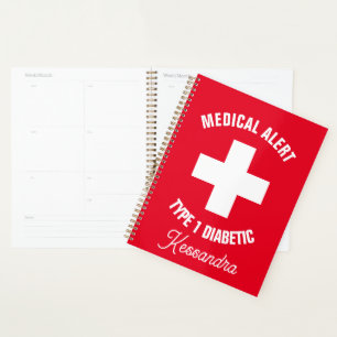 Type 1 Diabetic Medical Alert Personalised Planner