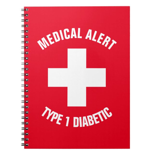 Type 1 Diabetic Medical Alert Personalized Notebook (Front)
