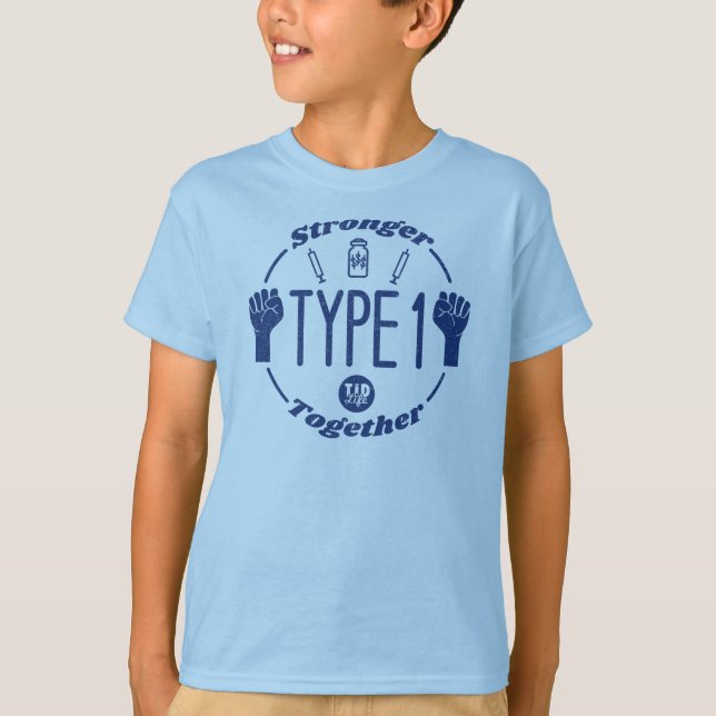 Type 1 Stronger Together T [Nvy-LtBlu] Shirt (Front)