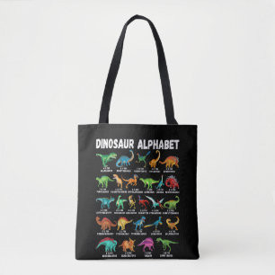Type Dinosaurs Alphabet AZ ABC Dino Identification Tote Bag