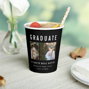 Type graduation multi photo black and white paper cups