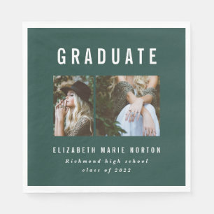 Type graduation multi photo green and white napkin