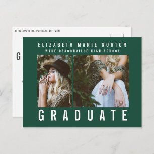 Type graduation multi photo modern green and white postcard