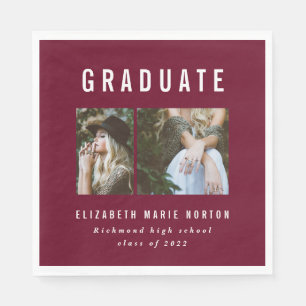 Type graduation multi photo navy burgundy white napkin
