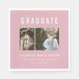 Type graduation multi photo pink and white napkin