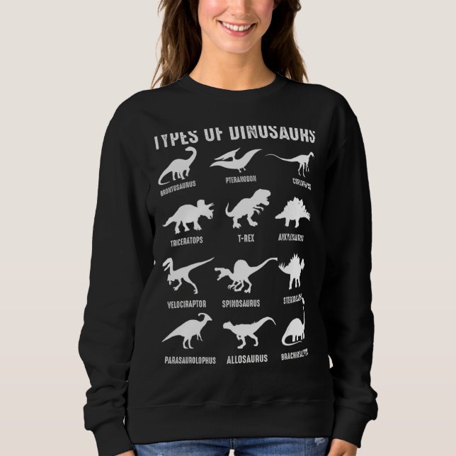 Type Of Dinosaurs Diplodocus Allosaurus Ankylosaur Sweatshirt (Front)