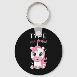 Type One-derful Diabetes Awareness T1d Unicorn Dia Key Ring