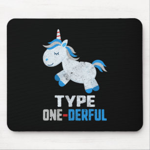 Type One Derful Diabetes T1 Awareness Unicorn Blue Mouse Mat
