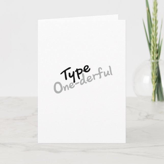 Type One-derful Diabetes T1D Diabetes Awareness Card (Front)