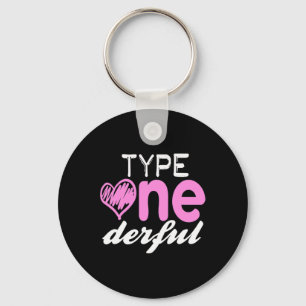 Type One-derful Girls Fun T1d Diabetes Awareness Key Ring