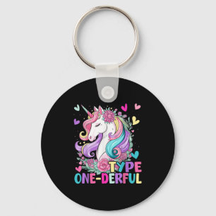 Type One-derful Unicorn Funny Diabetic Type 1 Diab Key Ring