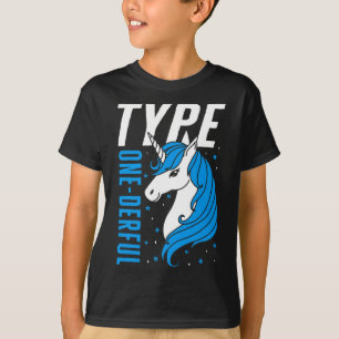 Type One Derful Unicorn T1d Girls Diabetes Awarene T-Shirt