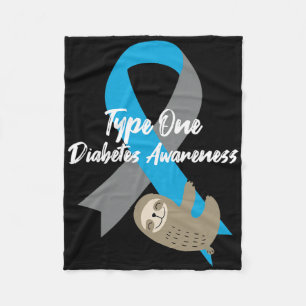 Type One Diabetes Awareness Fun Sloth And Ribbon T Fleece Blanket