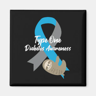 Type One Diabetes Awareness Fun Sloth And Ribbon T Magnet