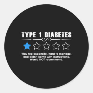 Type One Diabetes One Star Rating T1d Awareness Mo Classic Round Sticker