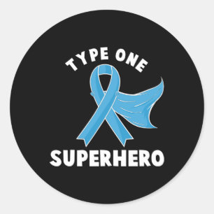 Type One Superhero Diabetes Awareness Diabetic Boy Classic Round Sticker
