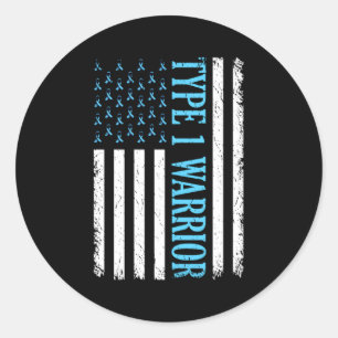 Type One Warrior Diabetes Awareness Diabetic Classic Round Sticker