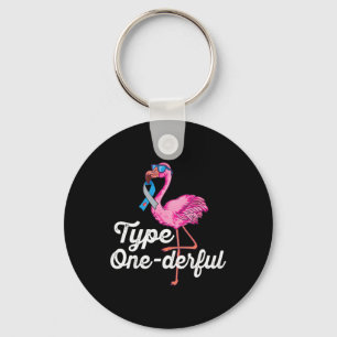 Type Onederful Cute Flamingo Type 1 Diabetes Aware Key Ring
