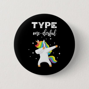 Type Onederful Dabbing Unicorn Diabetes Awareness 6 Cm Round Badge