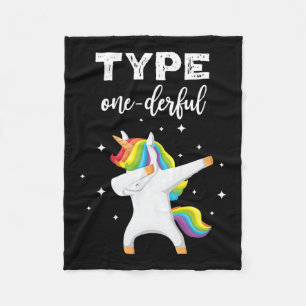 Type Onederful Dabbing Unicorn Diabetes Awareness Fleece Blanket