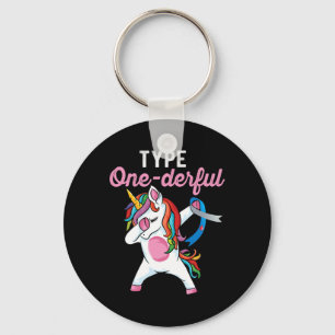 Type Onederful Dabbing unicorn Type 1 Diabetes Awa Key Ring
