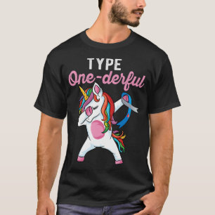 Type Onederful Dabbing unicorn Type 1 Diabetes Awa T-Shirt