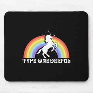 Type Onederful Type 1 Diabetes Unicorn Rainbow Awa Mouse Mat