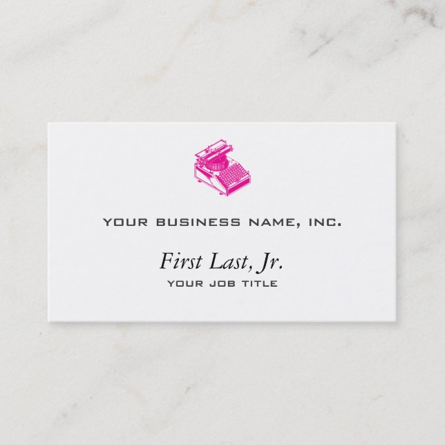Type Writing Machine - Magenta Writer typewriter Business Card (Front)