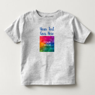 Typed Text Name Upload Your Own Photo Heather Grey Toddler T-Shirt