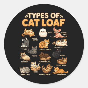 Types of Cat Loaf Cute for Kids Boys Girls Teen Classic Round Sticker