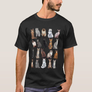 Types of Cats Educational Cat Breeds Chart Guide T-Shirt