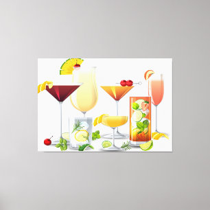 Types of cocktails canvas print