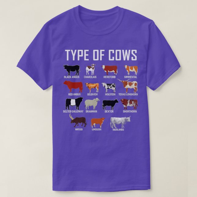 Types Of Cows  Farmer   Costume Cow  T-Shirt (Design Front)