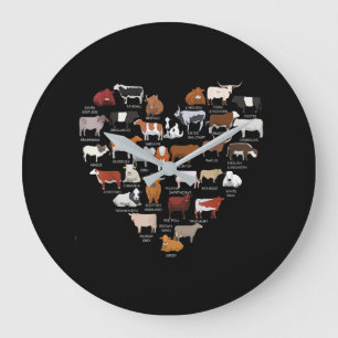 Types Of Cows Identification - Cows Heart Large Clock