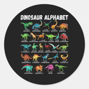 Types Of Dinosaurs Alphabet A-z Abc Dino Identific Classic Round Sticker