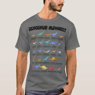 Types Of Dinosaurs Alphabet Abc For Boys Kids Back T-Shirt