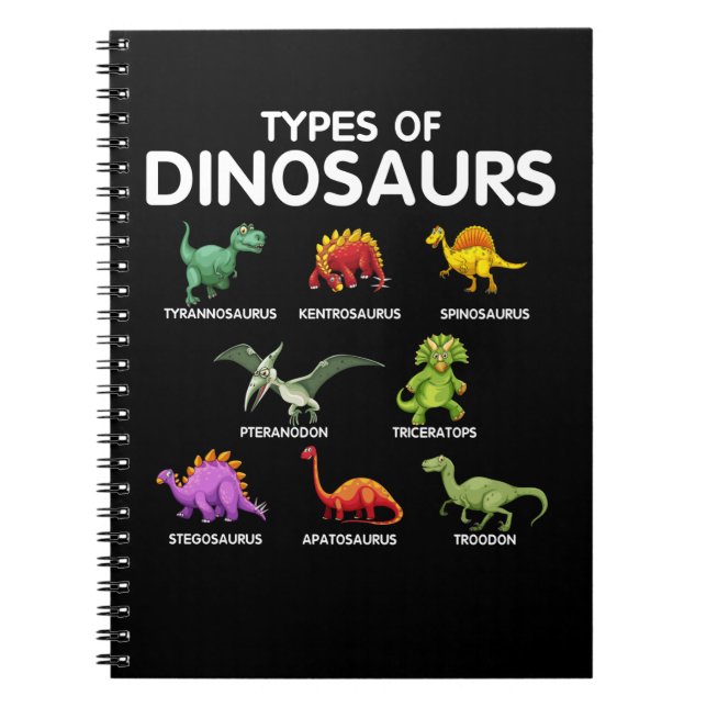 Types Of Dinosaurs Dino Identification Notebook (Front)