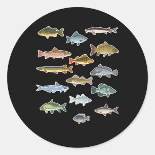 Types Of Freshwater Fish Fishing  Classic Round Sticker