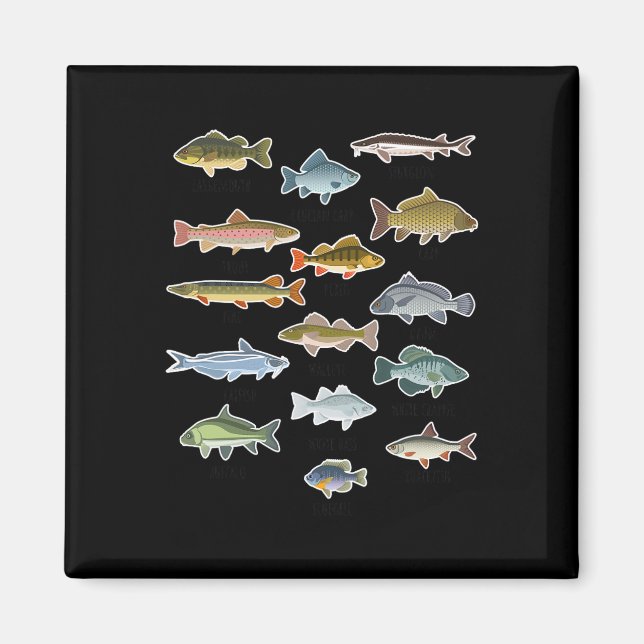 Types Of Freshwater Fish Fishing  Magnet (Front)