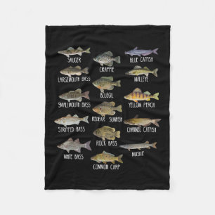 Types Of Freshwater Fish Species Biology Fishing  Fleece Blanket