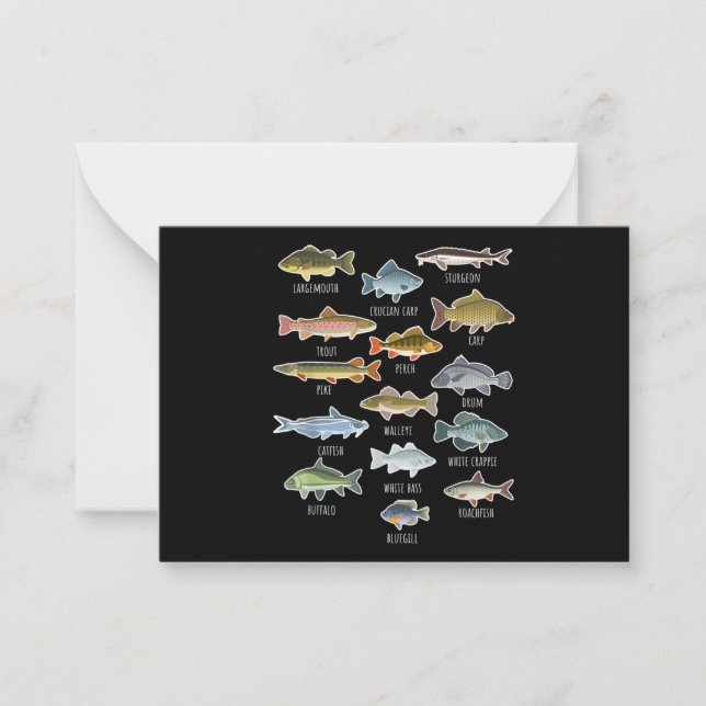 Types Of Freshwater Fish Species Fishing Card (Front)