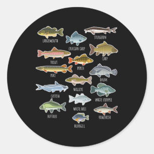 Types Of Freshwater Fish Species Fishing  Classic Round Sticker