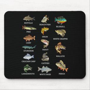 Types Of Freshwater Fish Species Fishing Fisherman Mouse Mat