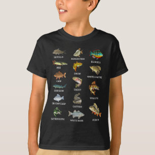 Types Of Freshwater Fish Species Fishing Fisherman T-Shirt