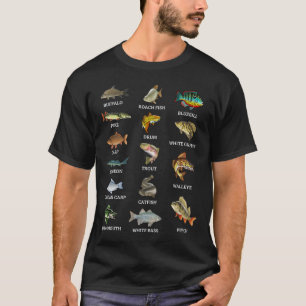 Types Of Freshwater Fish Species Fishing Fisherman T-Shirt